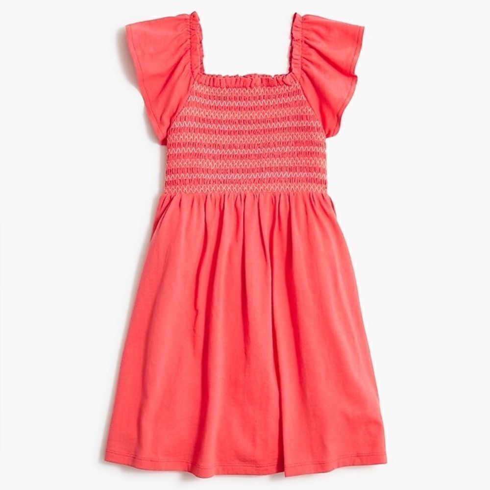 J. Crew Crew Cuts Girls Smocked Dress Flutter Sleeves Multi Smocking Size 14